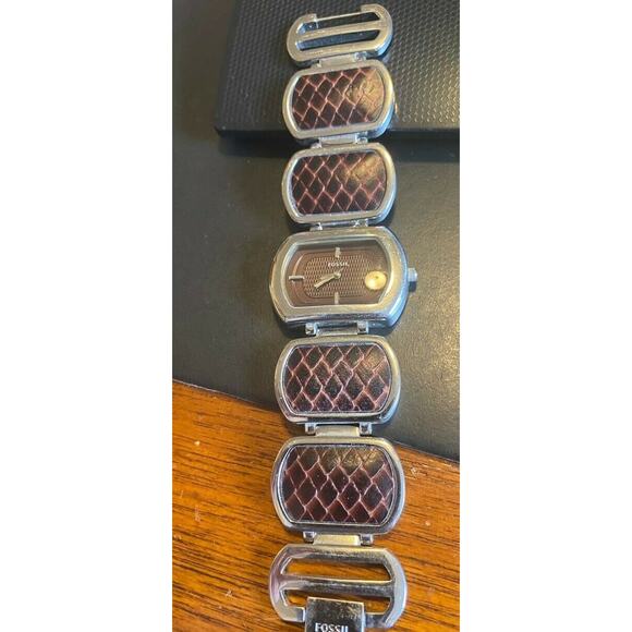 Women's Stainless Steel Fossil Watch, Leather Accents to Band, ES-2296 - Picture 3 of 3